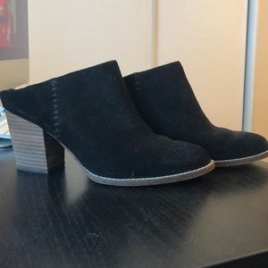 Black suede mules